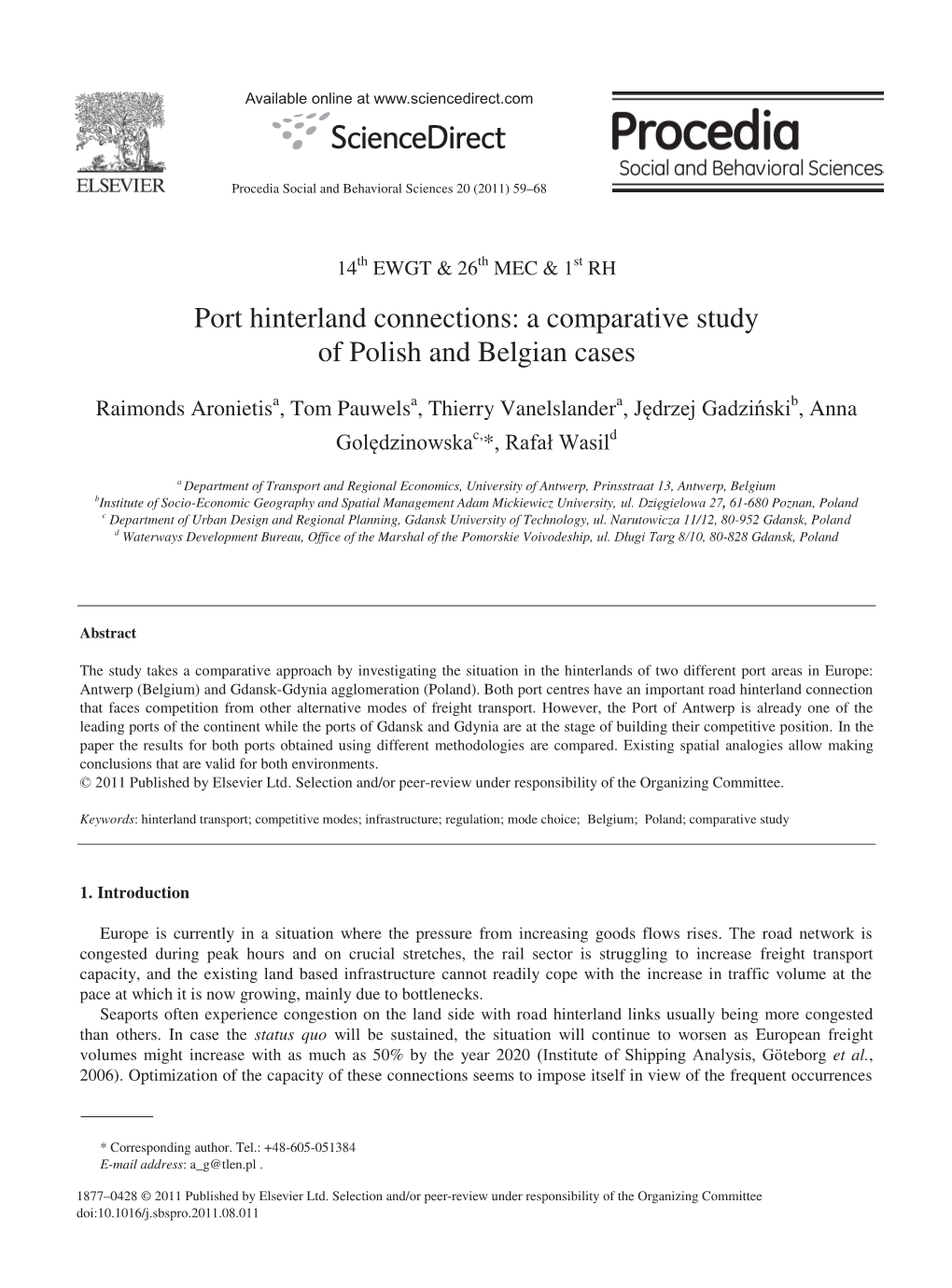 Port Hinterland Connections: a Comparative Study of Polish and Belgian Cases