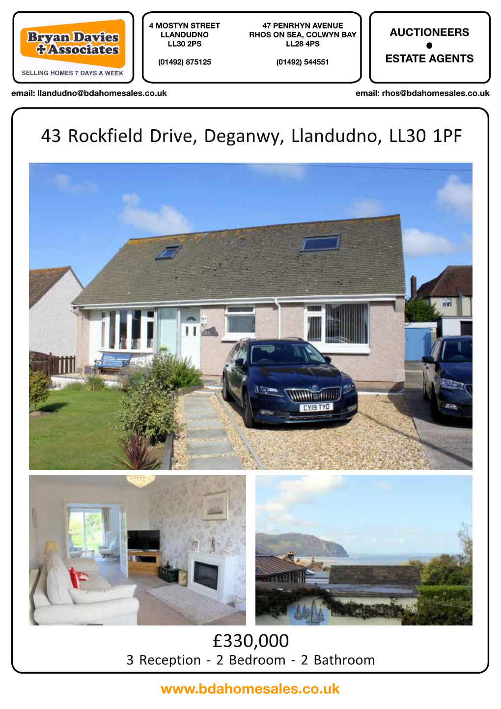 43 Rockfield Drive, Deganwy, Llandudno, LL30 1PF £330,000