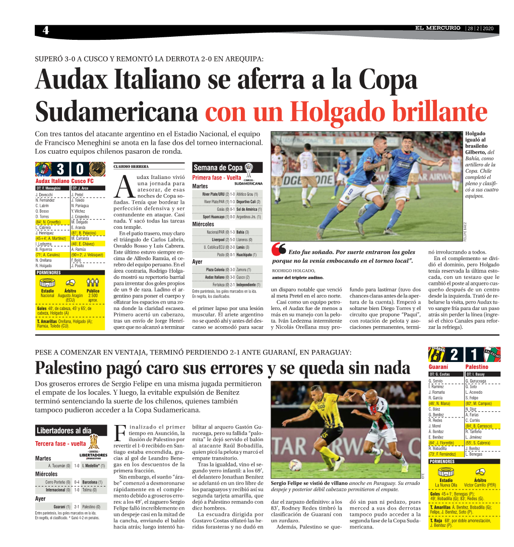 Audax Italiano Se Aferra a La Copa Sudamericana Con Un Holgado