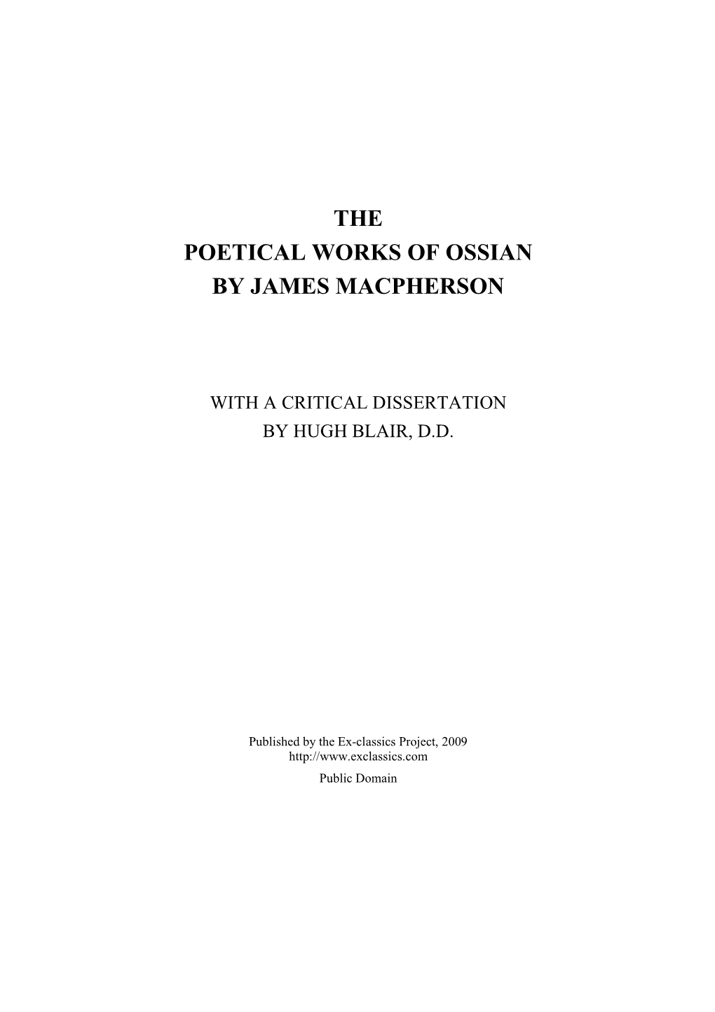 The Poetical Works of Ossian by James Macpherson