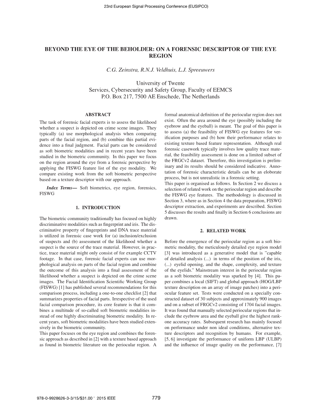 Beyond the Eye of the Beholder: on a Forensic Descriptor of the Eye Region