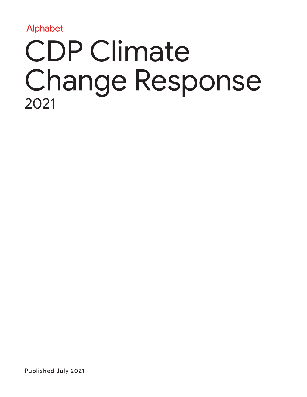 CDP Climate Change Response 2021