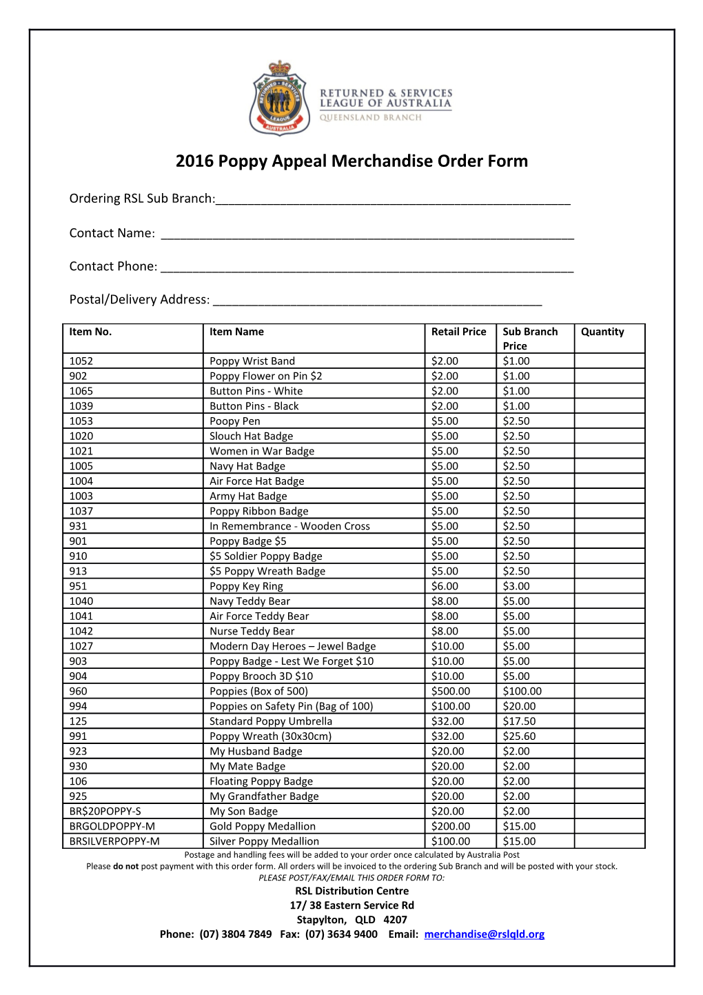 2002 Remembrance Day - Order Form s1