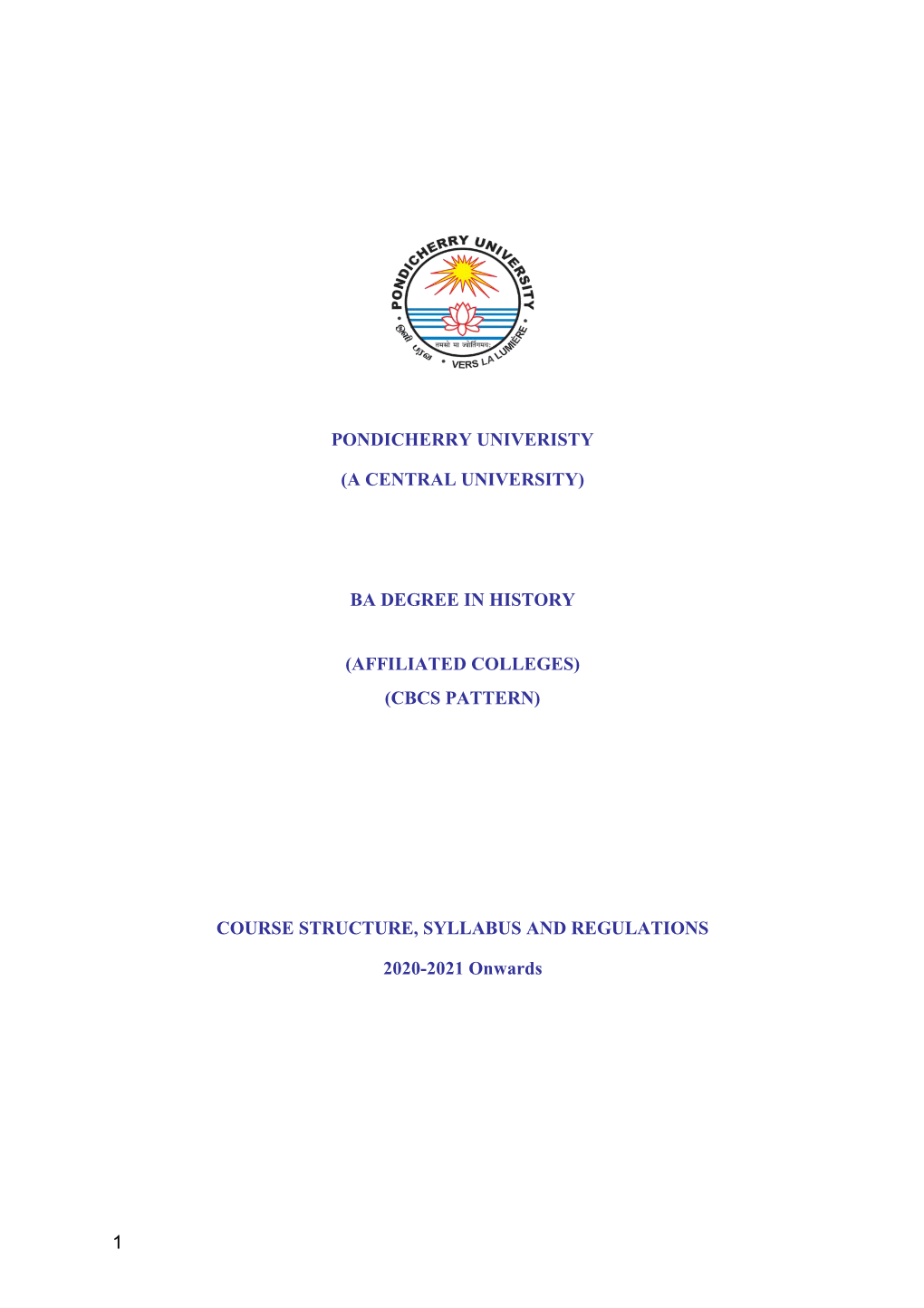 Ba Degree in History (Affiliated Colleges) (Cbcs