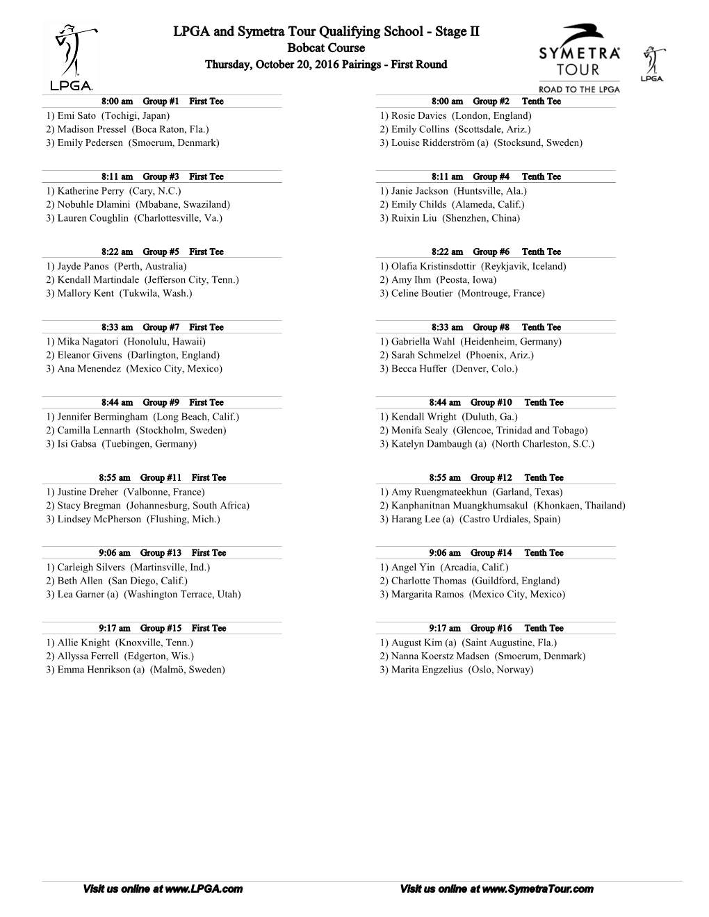 Round One Pairings (PDF)