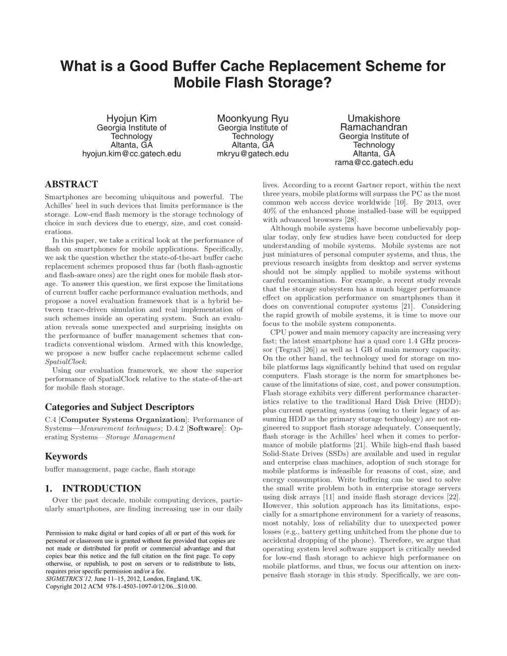 What Is a Good Buffer Cache Replacement Scheme for Mobile Flash Storage?