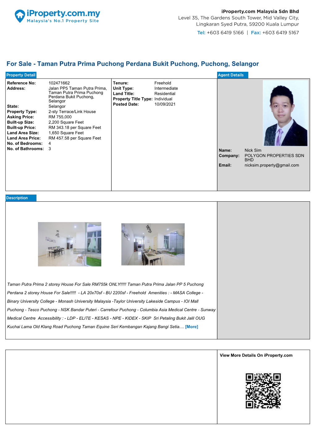 For Sale - Taman Putra Prima Puchong Perdana Bukit Puchong, Puchong, Selangor