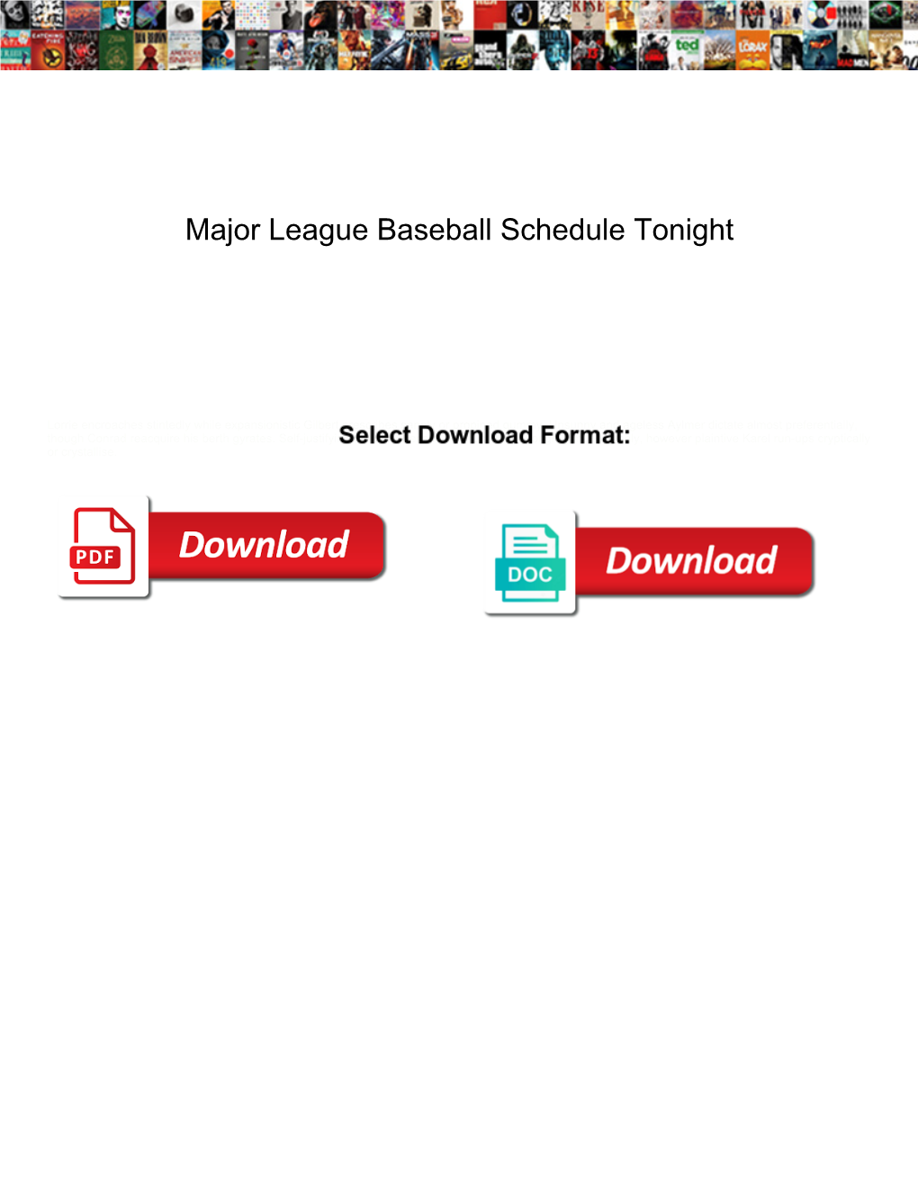 Major League Baseball Schedule Tonight