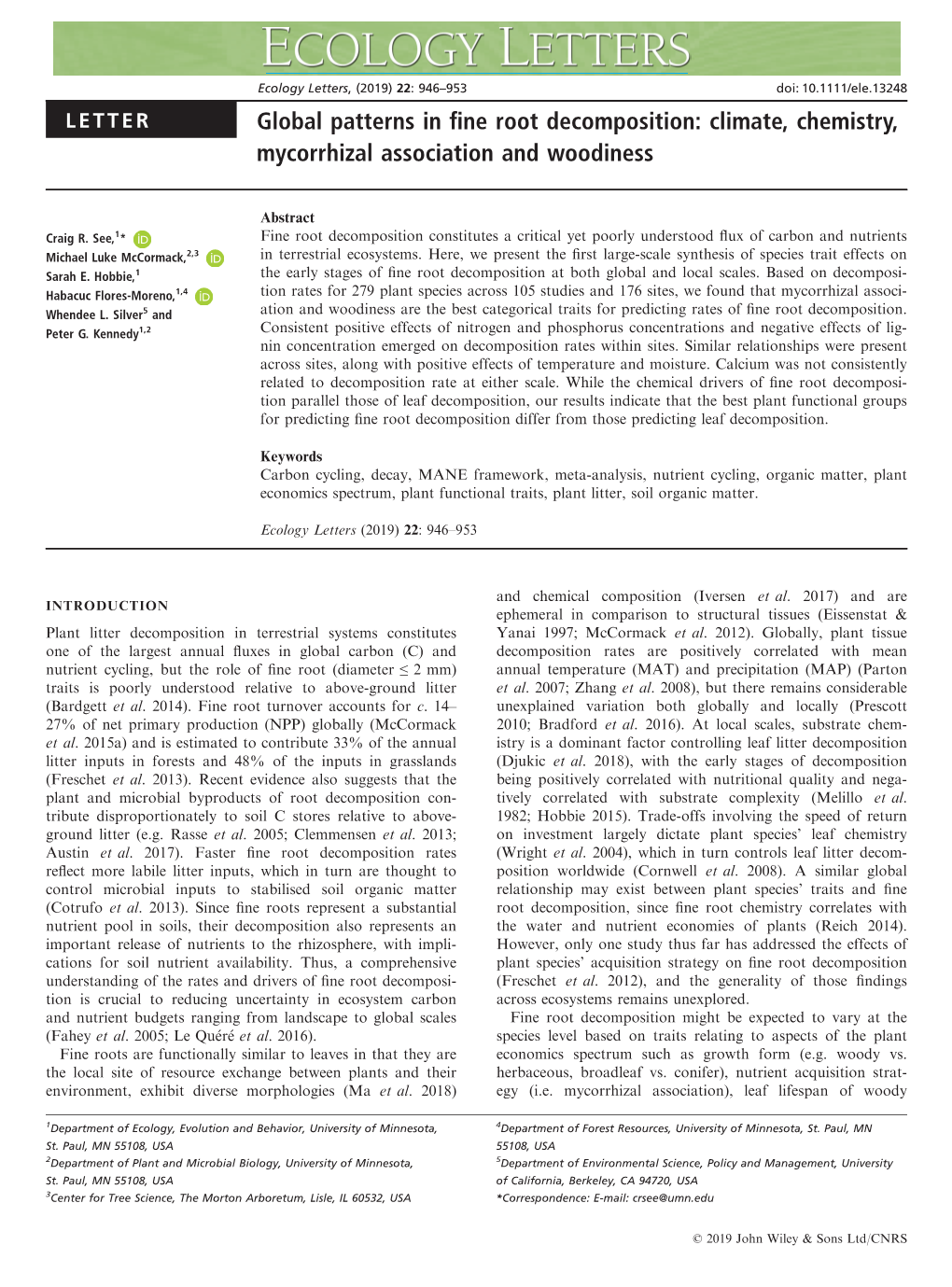 Global Patterns in Fine Root Decomposition: Climate, Chemistry