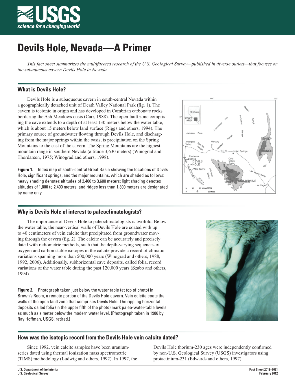 Devils Hole, Nevada—A Primer