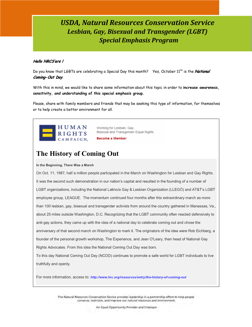 LGBT) Special Emphasis Program