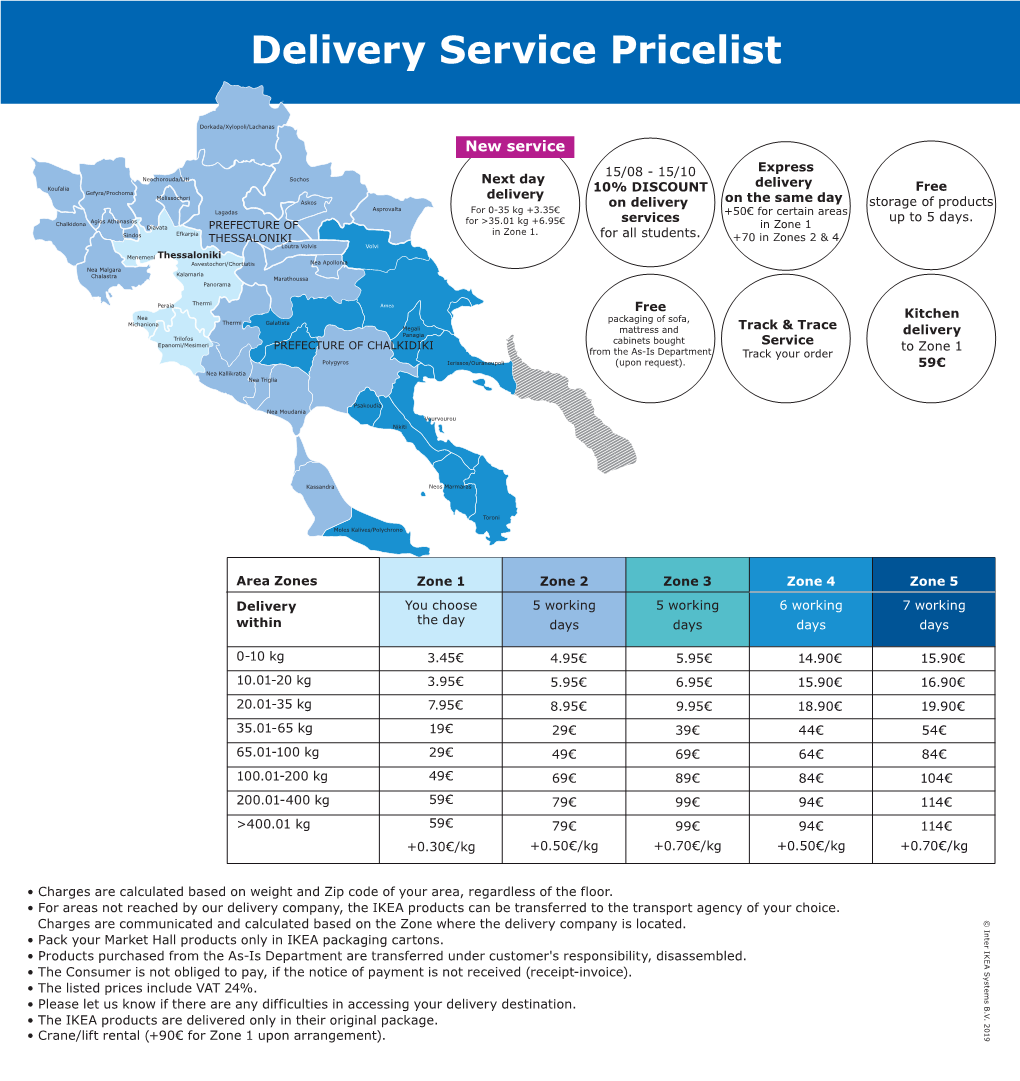 Delivery Service Pricelist