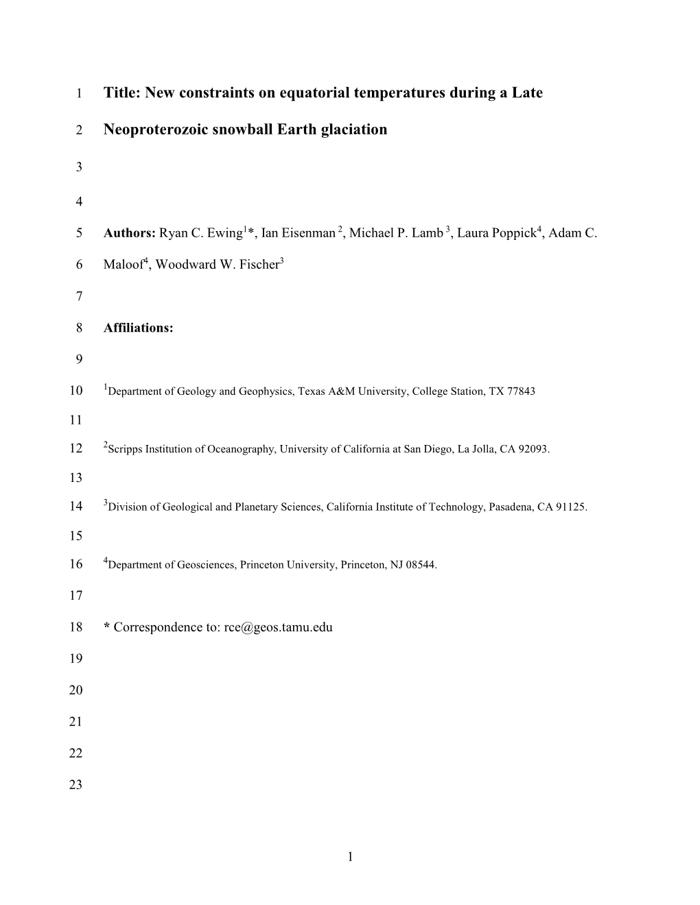 Title: New Constraints on Equatorial Temperatures During a Late