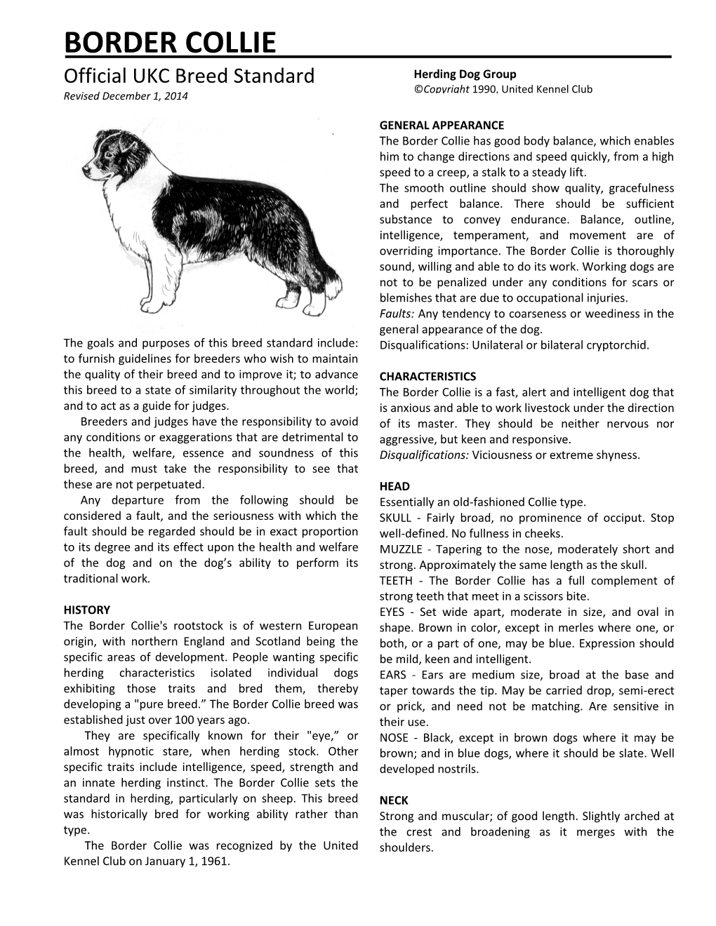 Download Border Collie Breed Standard