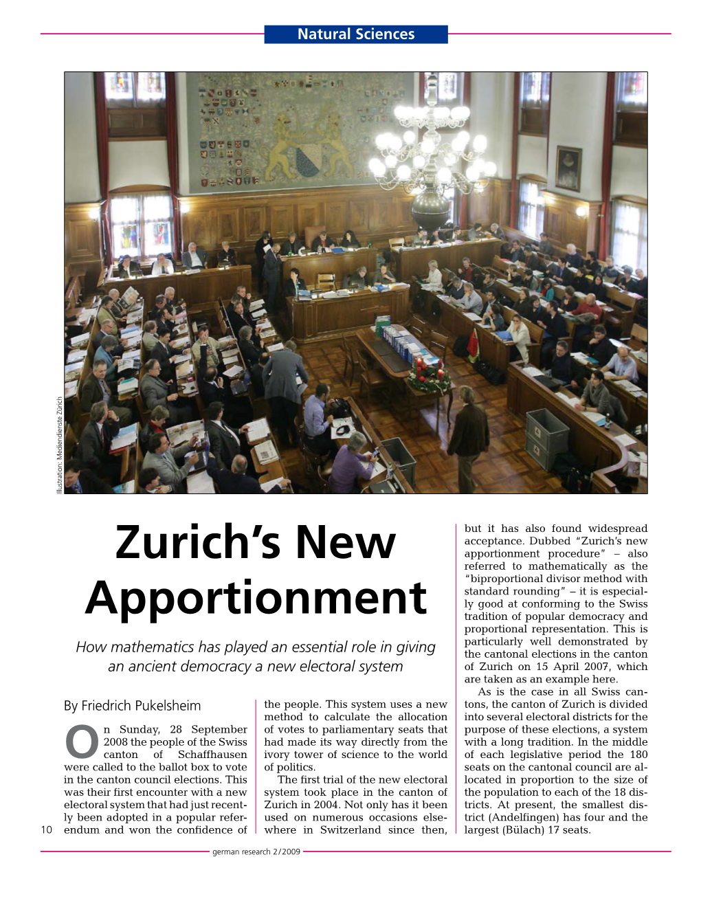 Zurich's New Apportionment