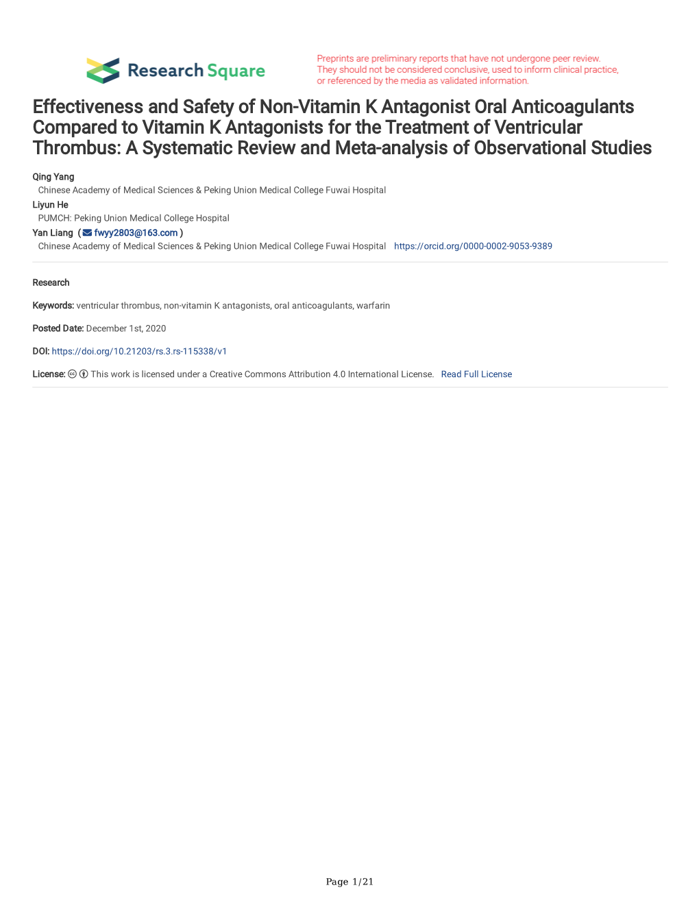 Effectiveness and Safety of Non-Vitamin K Antagonist Oral