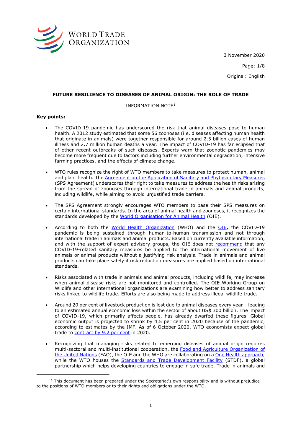 Future Resilience to Diseases of Animal Origin: the Role of Trade