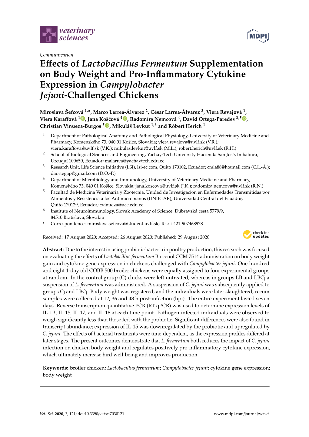 Effects of Lactobacillus Fermentum Supplementation on Body Weight