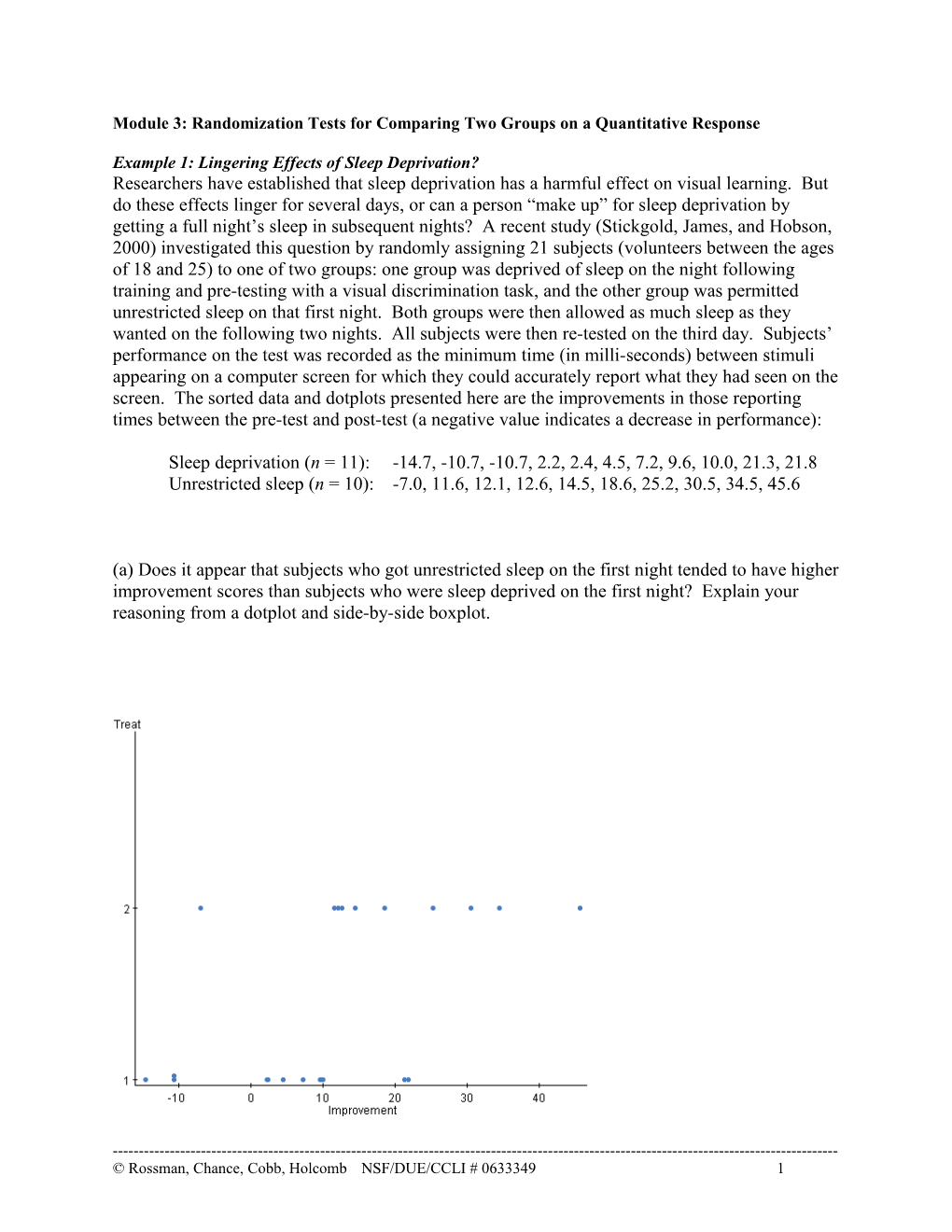 Module 1: Randomization Tests for Two-Way Tables