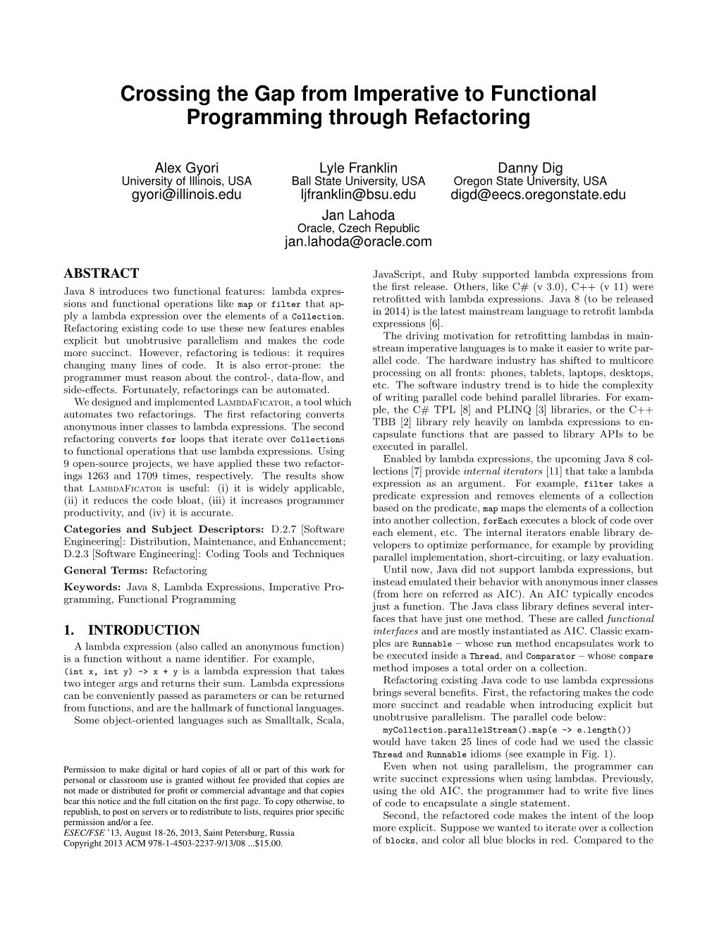 Crossing the Gap from Imperative to Functional Programming Through Refactoring