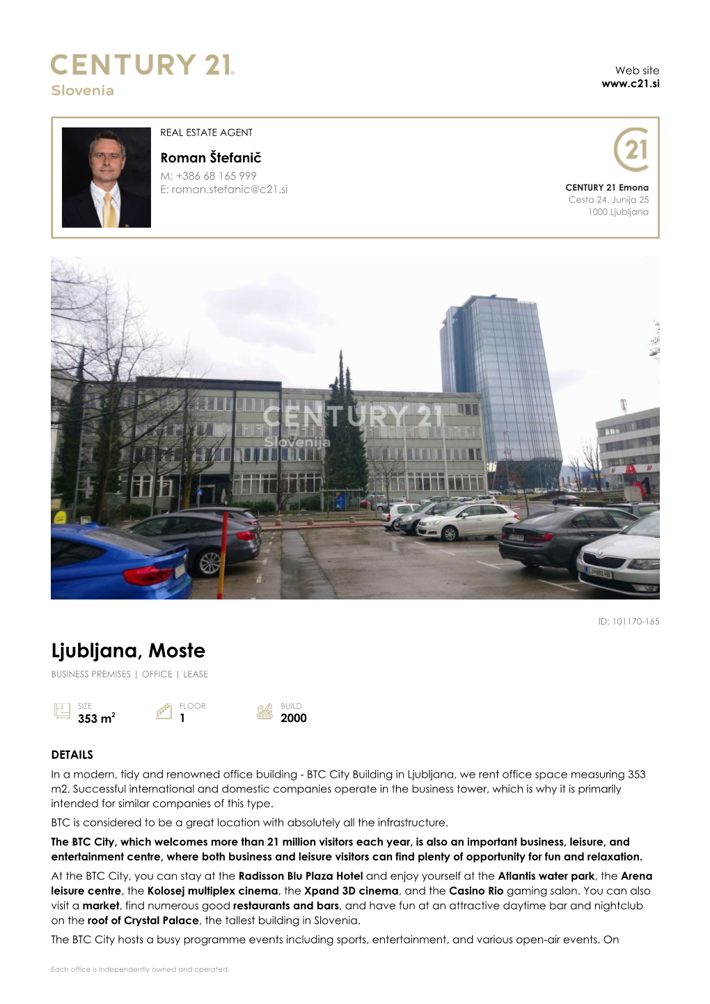 Ljubljana, Moste BUSINESS PREMISES | OFFICE | LEASE