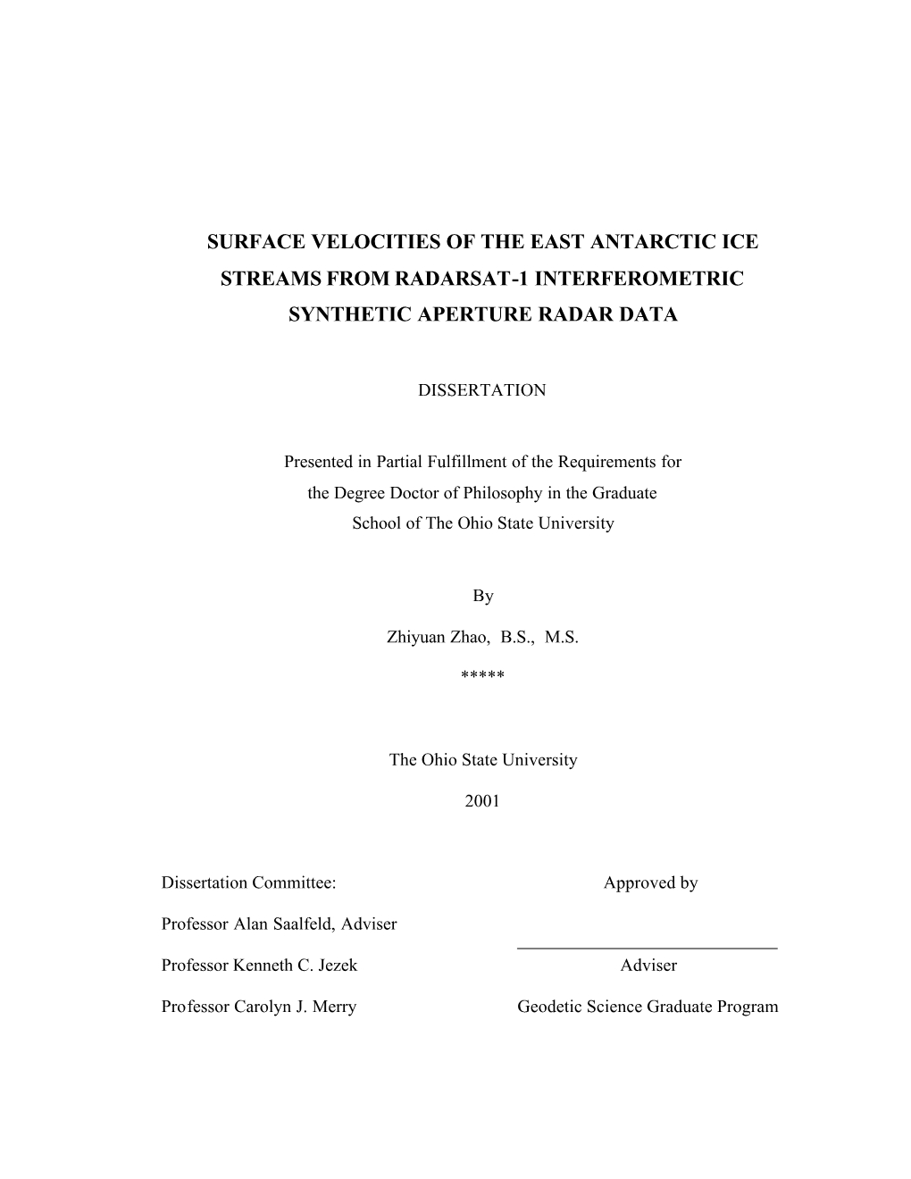 Surface Velocities of the East Antarctic Ice Streams from Radarsat-1 Interferometric Synthetic Aperture Radar Data