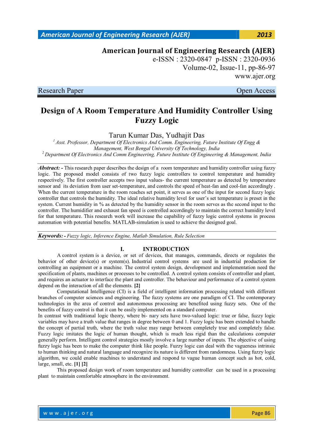 Design of a Room Temperature and Humidity Controller Using Fuzzy Logic