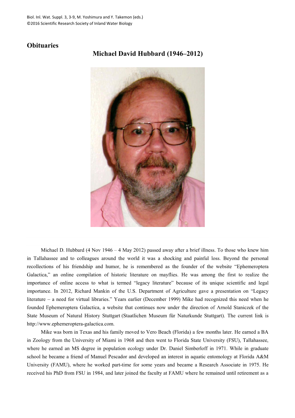 Obituaries Michael David Hubbard (1946–2012)