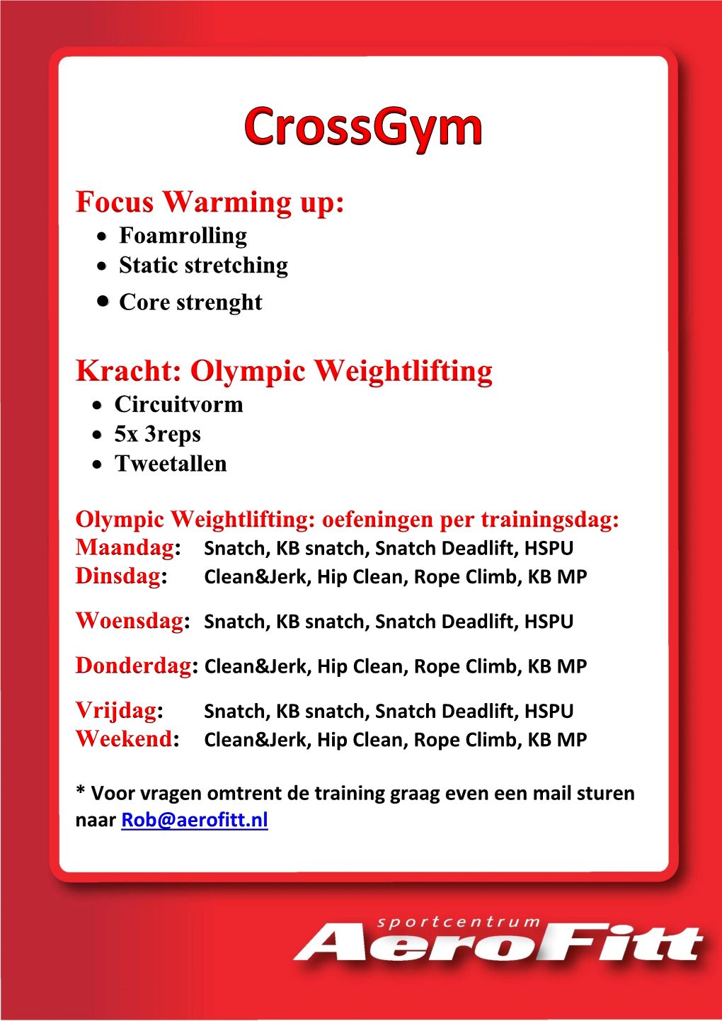 Olympic Weightlifting  Circuitvorm  5X 3Reps  Tweetallen