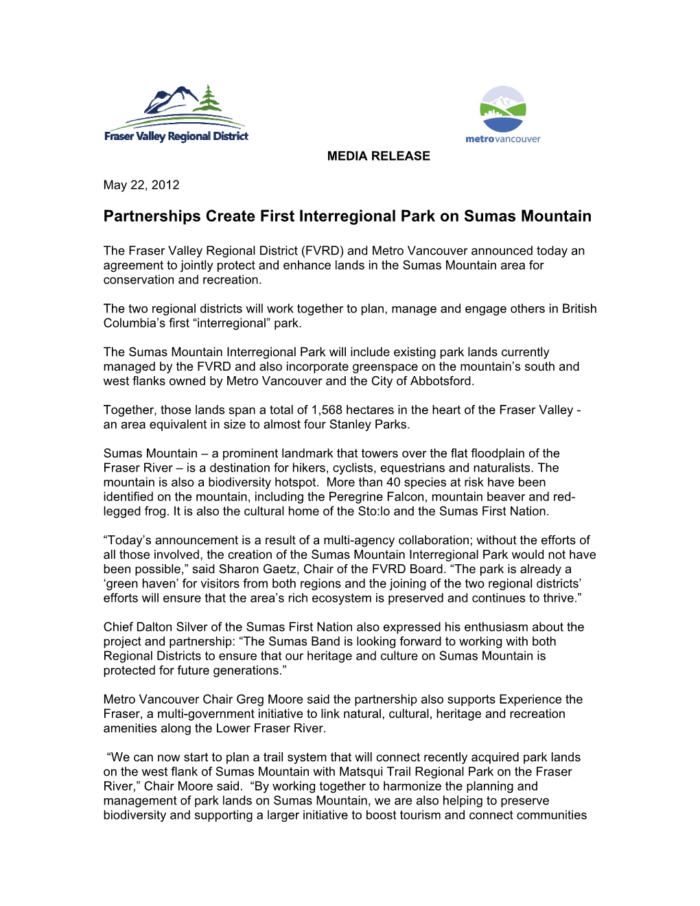 Partnerships Create First Interregional Park on Sumas Mountain