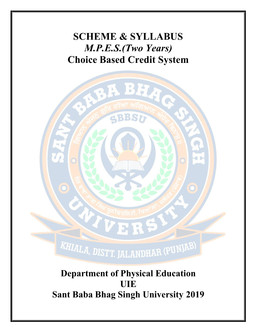 SCHEME & SYLLABUS MPES(Two Years)