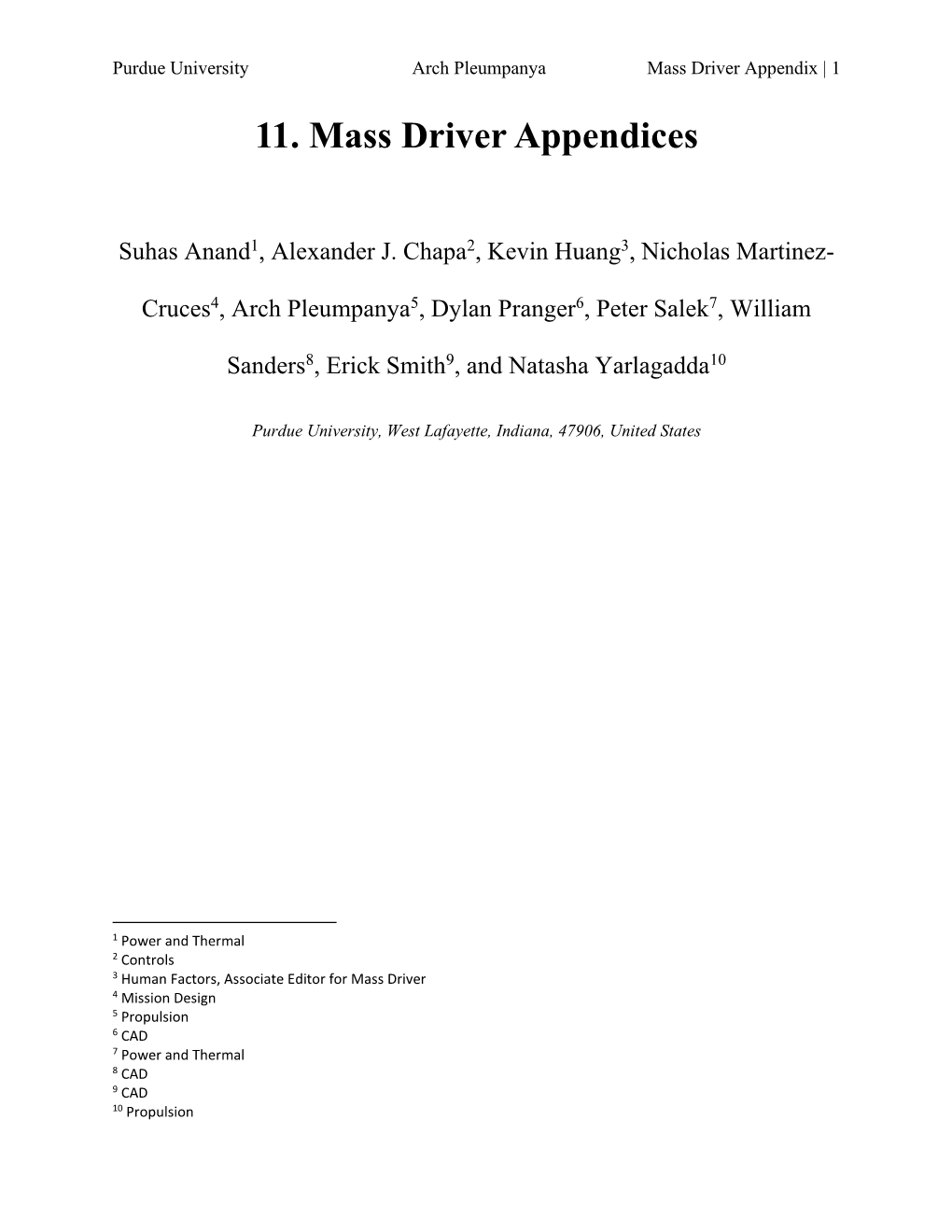 11. Mass Driver Appendices