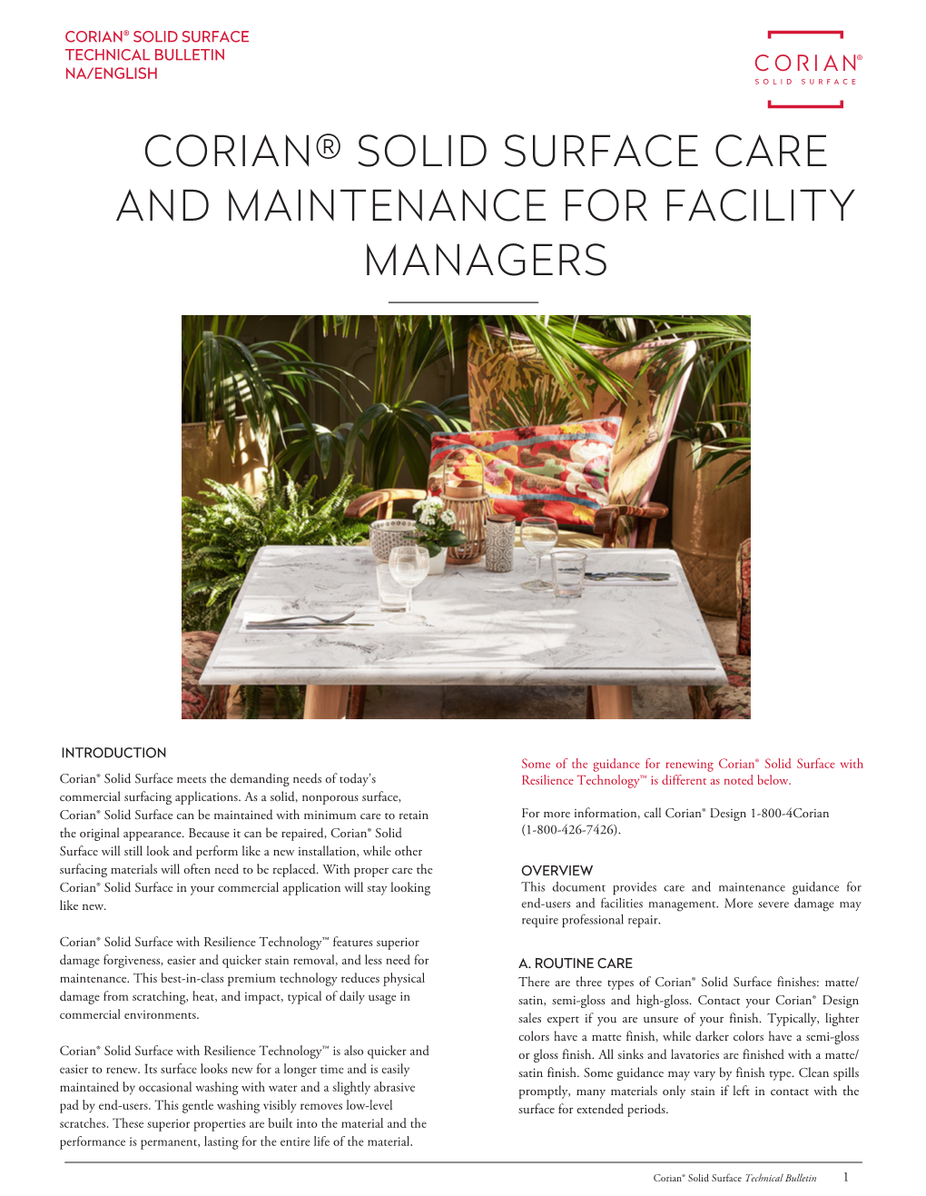 Corian® Solid Surface Care and Maintenance for Facility Managers