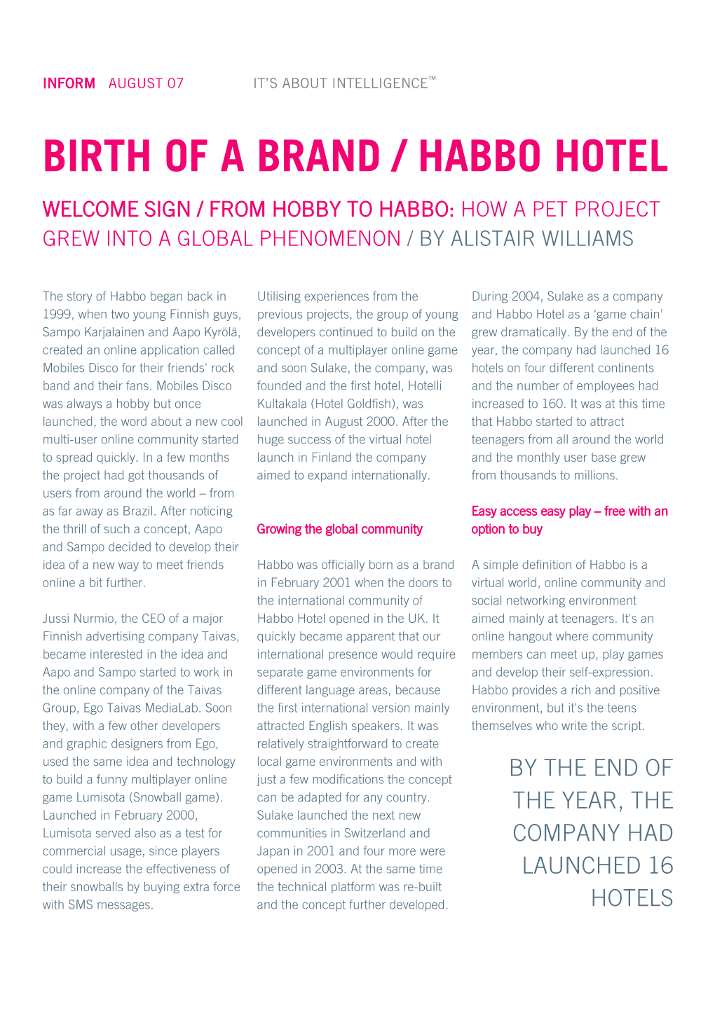 Birth of a Brand / Habbo Hotel