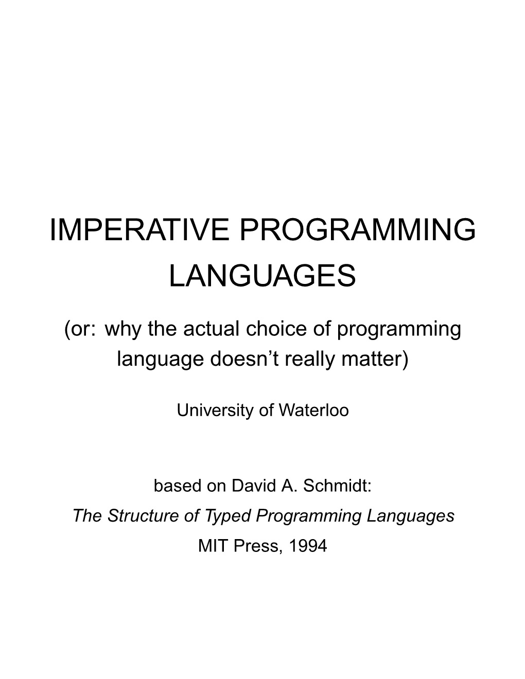 Imperative Programming Languages