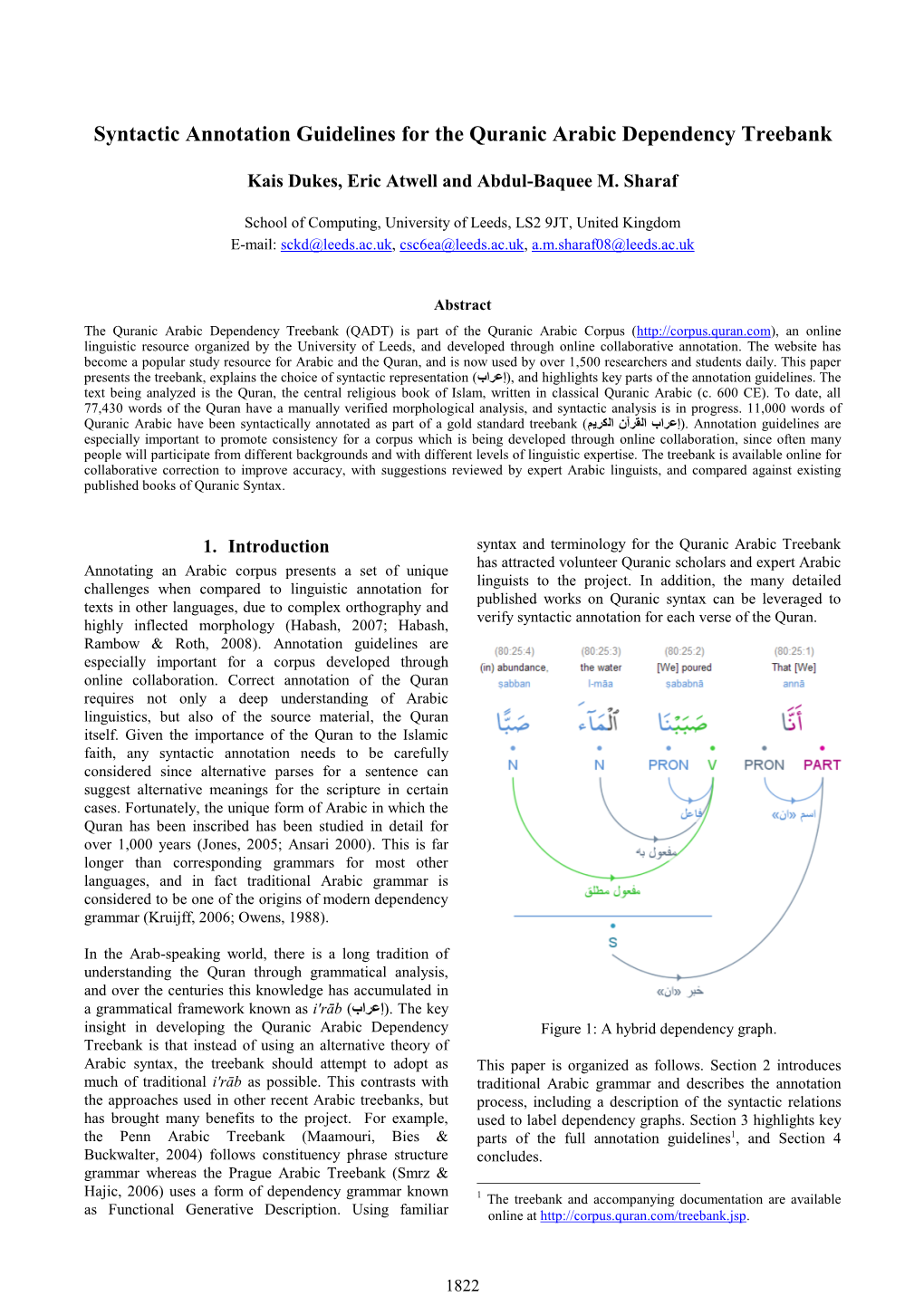 Syntactic Annotation Guidelines for the Quranic Arabic Dependency Treebank