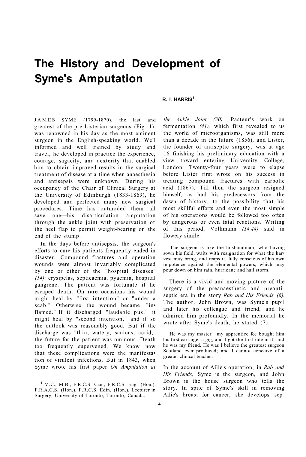 The History and Development of Syme's Amputation