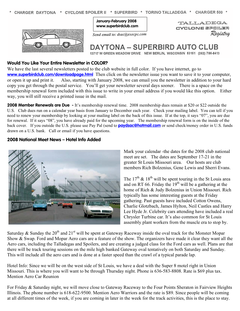 DAYTONA-SUPERBIRD AUTO CLUB WHEELS & DEALS Personal For