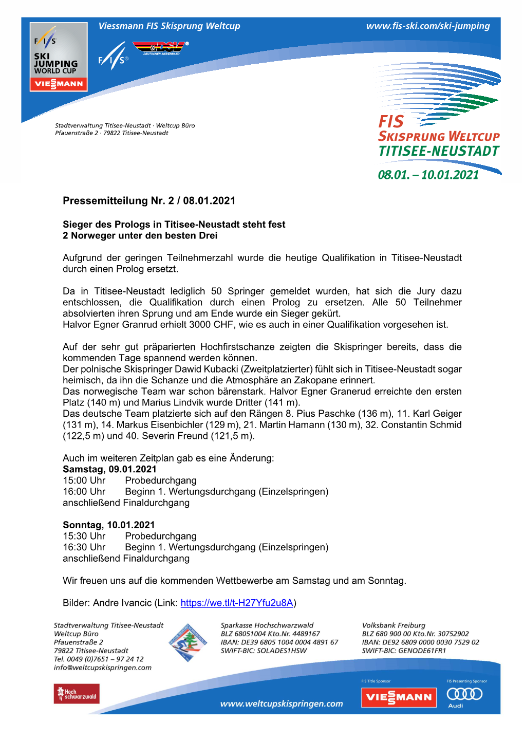 Pressemitteilung Nr. 2 / 08.01.2021