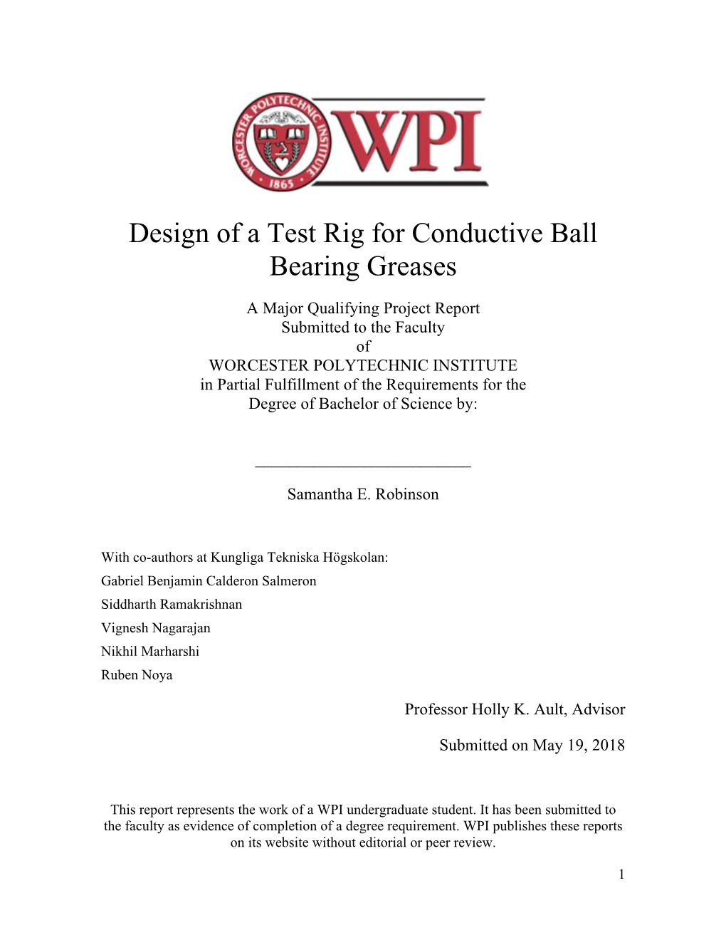 Design of a Test Rig for Conductive Ball Bearing Greases