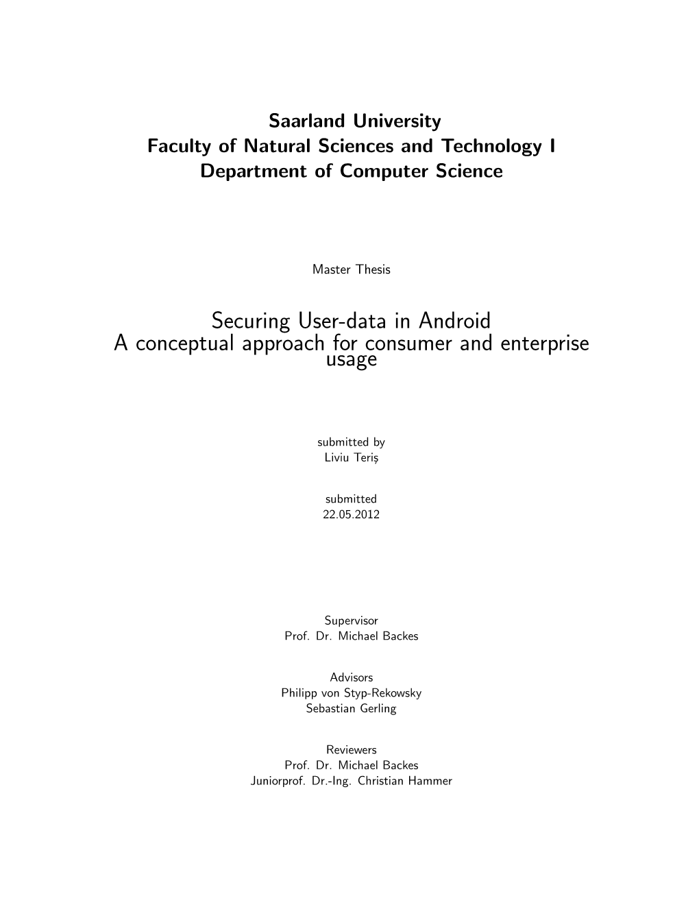 Securing User-Data in Android a Conceptual Approach for Consumer and Enterprise Usage