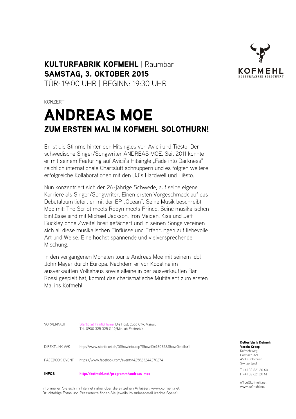 Andreas Moe Zum Ersten Mal Im Kofmehl Solothurn!