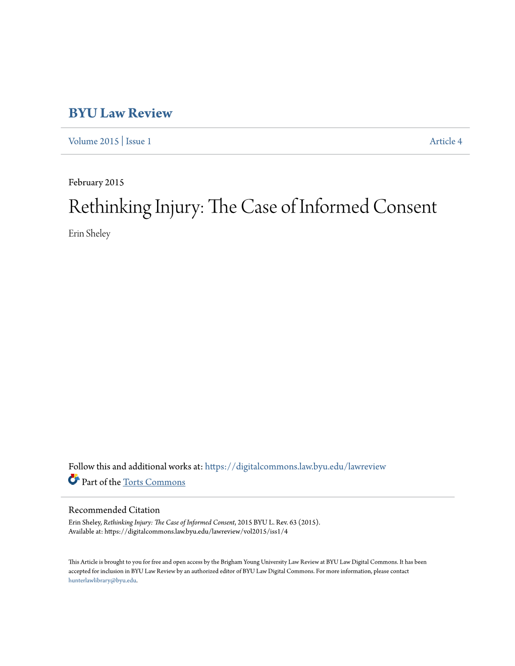 The Case of Informed Consent, 2015 BYU L