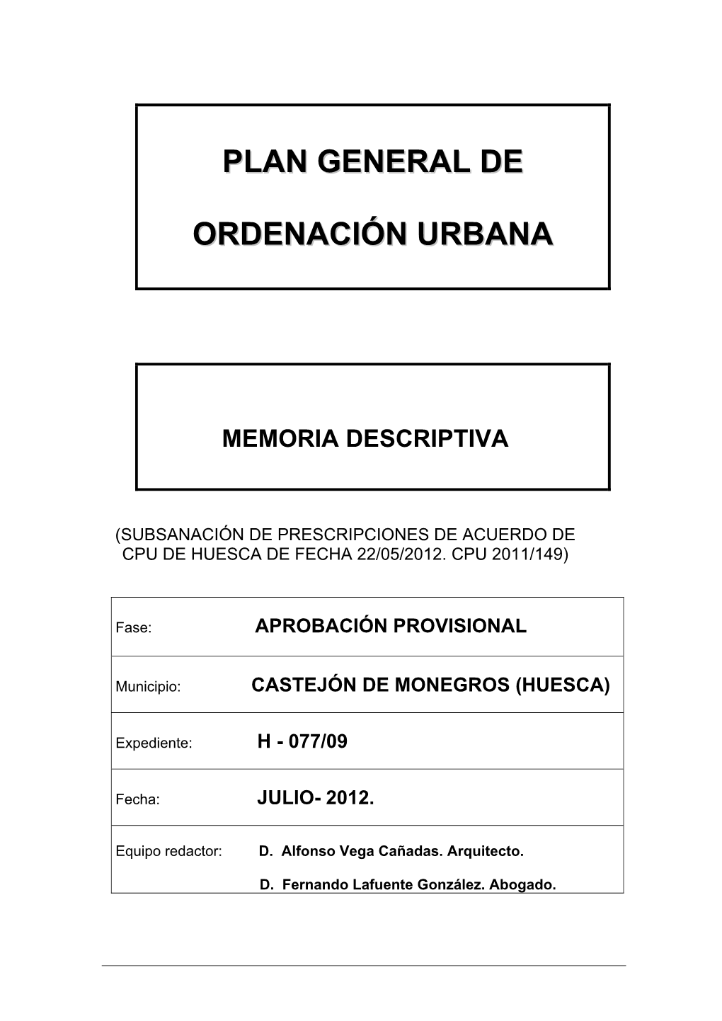 Plan General De Ordenación Urbana