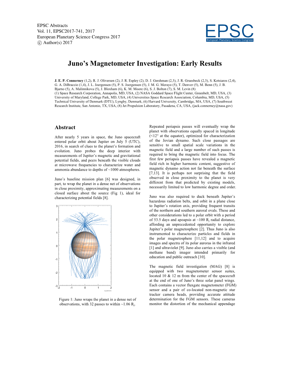 Juno's Magnetometer Investigation: Early Results