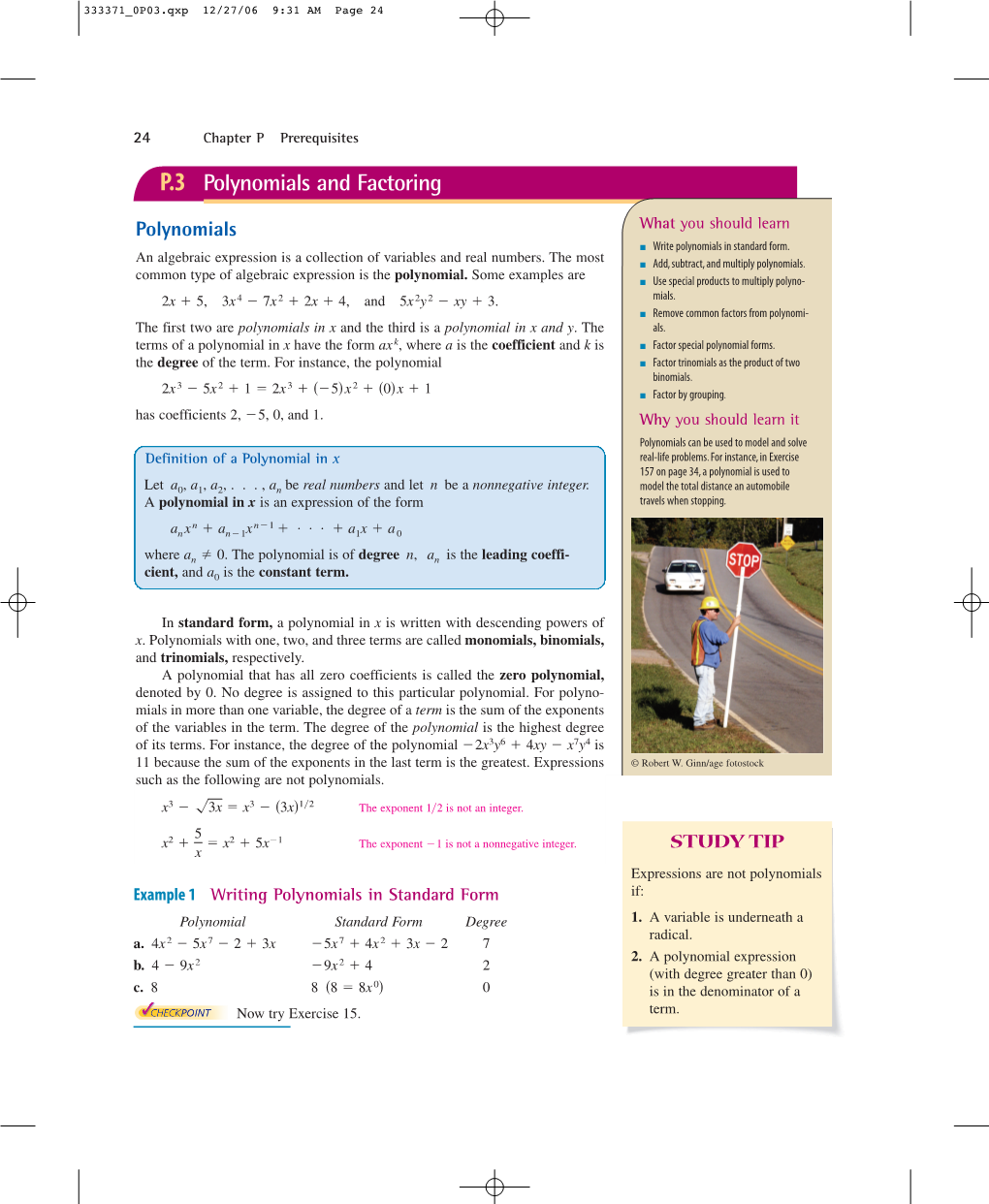 P.3 Polynomials and Factoring