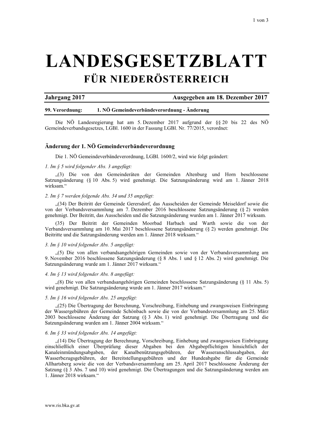 Landesgesetzblatt Für Niederösterreich