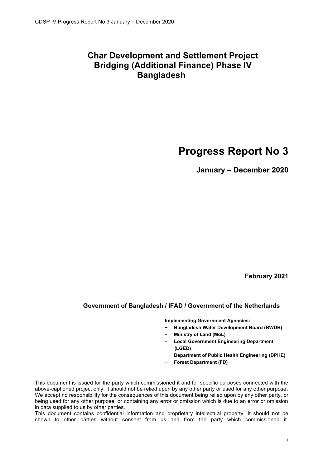 Progress Report No 3 January – December 2020