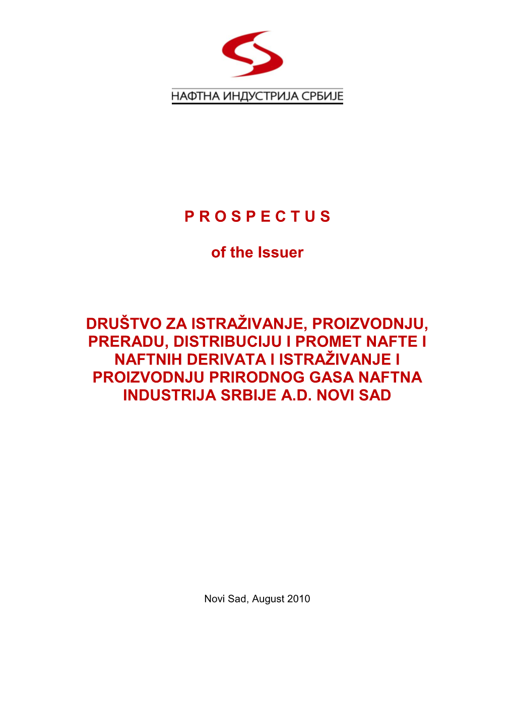 Prospectus of the Issuer