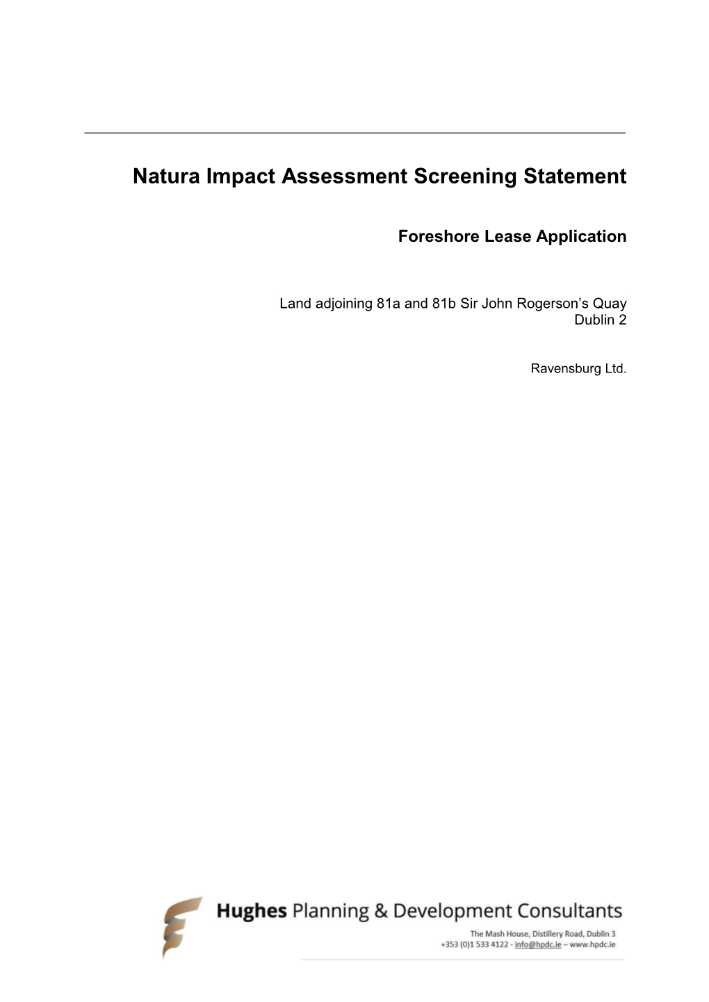 Natura Impact Assessment Screening Statement